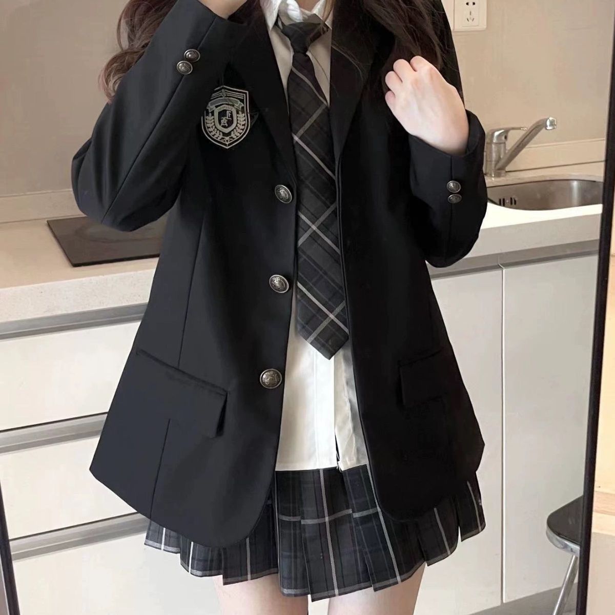 JK制服西装外套学院风西服女学生小个子上衣春秋新款日系修身显瘦