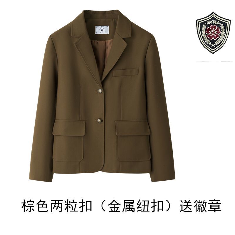原创JK制服西装女学院风两粒扣灰色黑色绀西服外套日系校供三粒扣