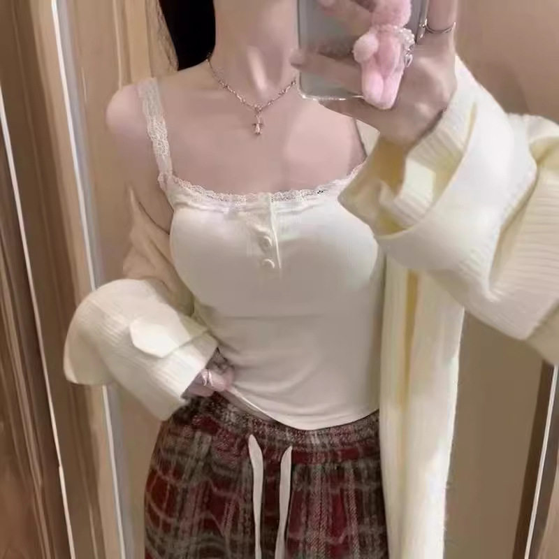 小海鸥纯欲蕾丝吊带背心