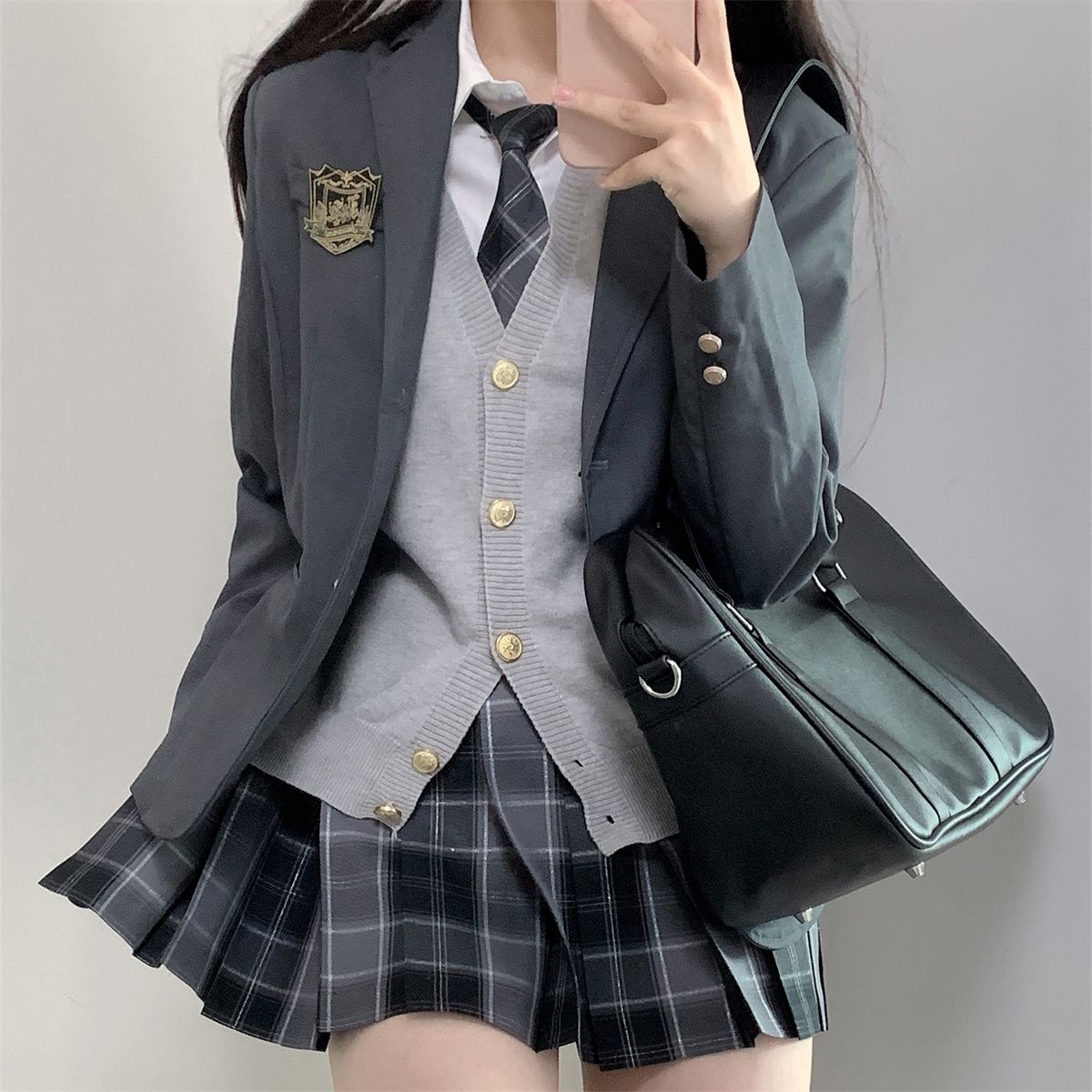香草圆子JK制服原创正版套装西装衬衫背心格裙大全套多款可选