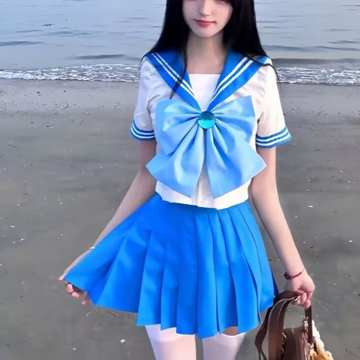 美少女蝴蝶结短袖jk制服战士系列套装水手服日系正版学院甜心