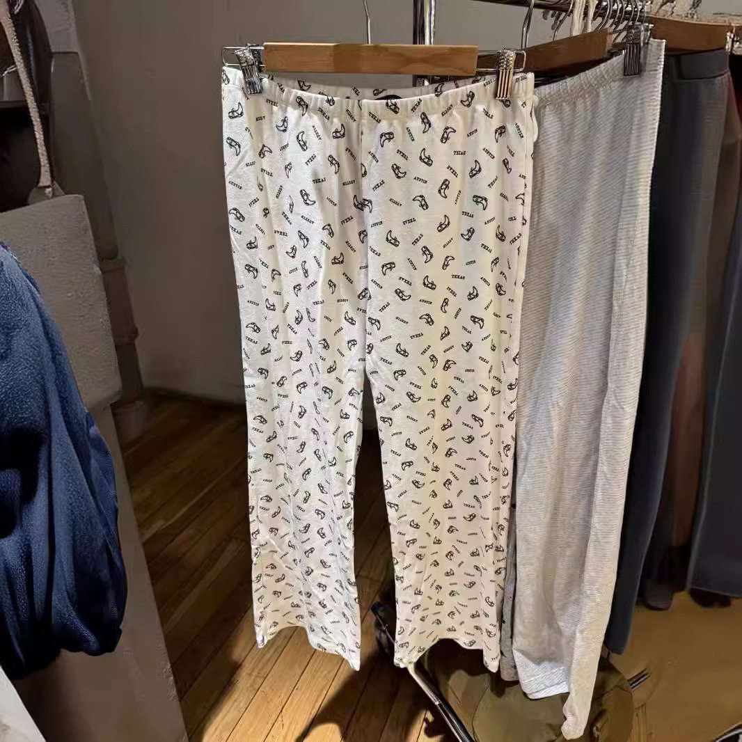 小海鸥秋冬西部靴印花直筒家居裤