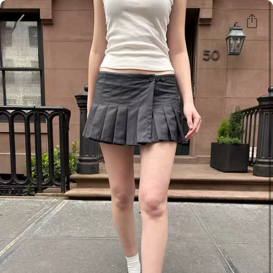 小海鸥灰色百褶辣妹短裙