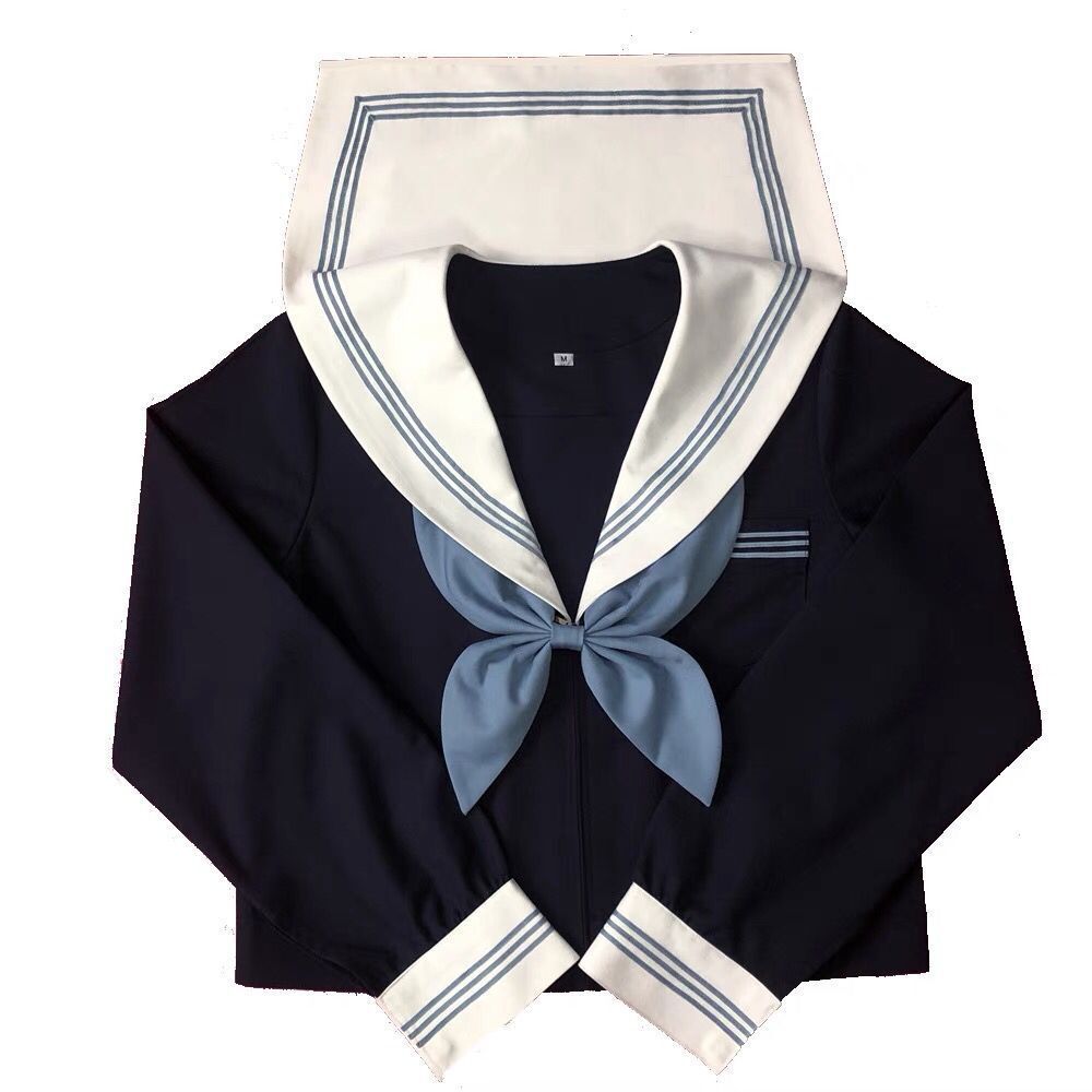 日系水蓝三本基础款jk制服正版原创水手服海军风长短袖中间服套装