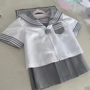 北海道正品日系jk灰色三本水手服套装甜美学生制服短袖基础款