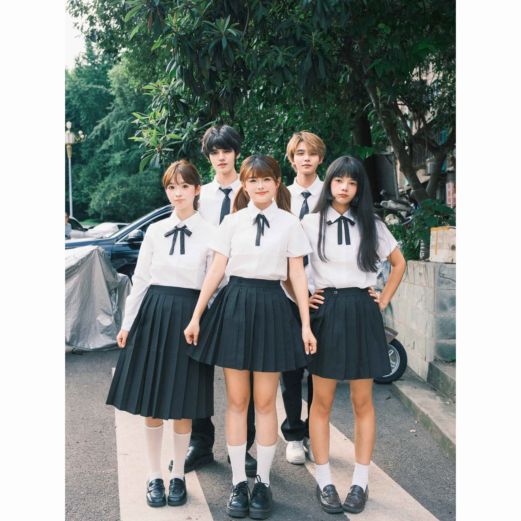 日系学院风jk制服套装白衬衫女夏季短袖高中生初中生毕业校服班服