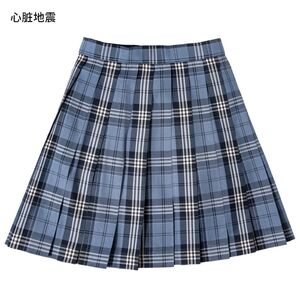 笠津私立 心脏地震原创JK制服短裙高级校供感格裙蓝色百褶半身裙