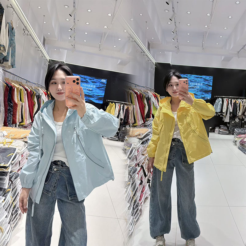 五姐家彩色宽松拉链连帽彩色外套女春季200斤宽松上衣大码女装
