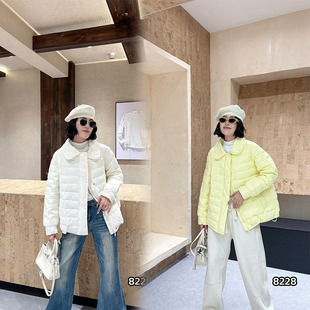 五姐家胖mm韩系娃娃领棉服外套女秋冬款200斤薄款棉衣大码女装