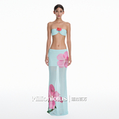 配高腰长裙套装 度假海岛印花抹胸短上衣 百万 莲