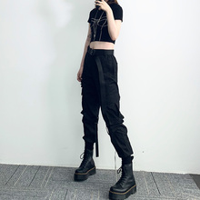 帅气bf高腰束脚工装裤女宽松ins直筒显瘦哈伦2020流行女裤子新款