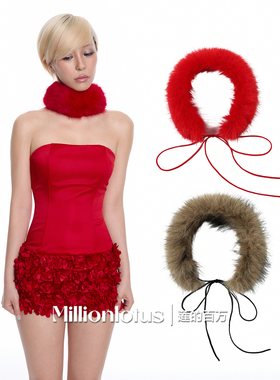 莲的百万  圣诞限定 搭配脖领毛领好看纯欲风