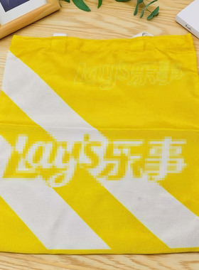 带logo黄色加厚涤纶帆布购物袋手提式环保袋35cm*38cm大容量百搭