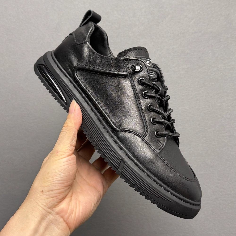 头层牛皮休闲皮鞋男秋冬季百搭透气真皮纯牛皮软皮软底缝线小板鞋,流行男鞋,休闲板鞋,淘宝优惠券,粉丝福利购,淘宝优惠卷