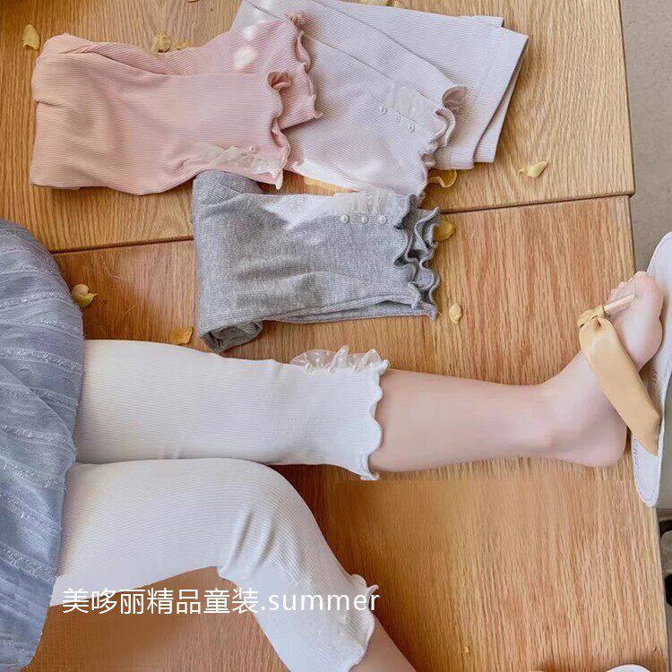 1-5岁夏款女童装宝宝婴幼儿薄款花边7分中裤短裤小脚防蚊打底裤子