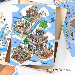 infeel me今日营业中2.5D造景贴纸手工堆叠微缩营业场景解压贴画