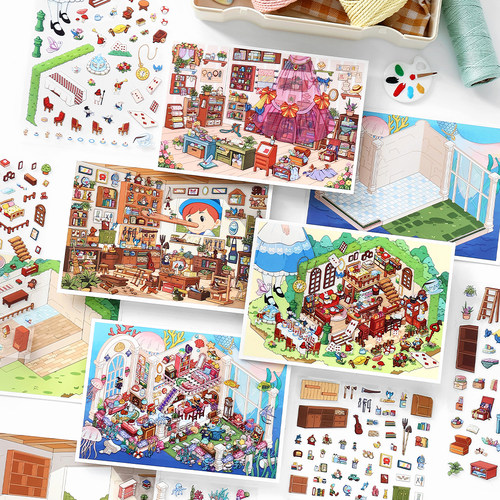 Infeel me我的小屋16弹造景贴纸童话风微缩小屋手工diy解压贴画