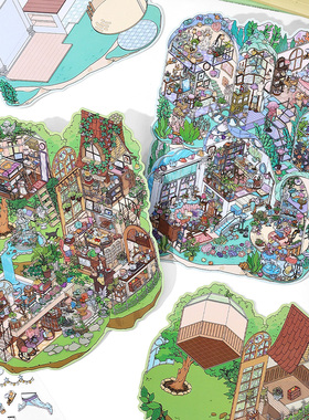 infeel me我的小屋造景贴纸手工微缩场景街道手工diy解压堆叠贴画