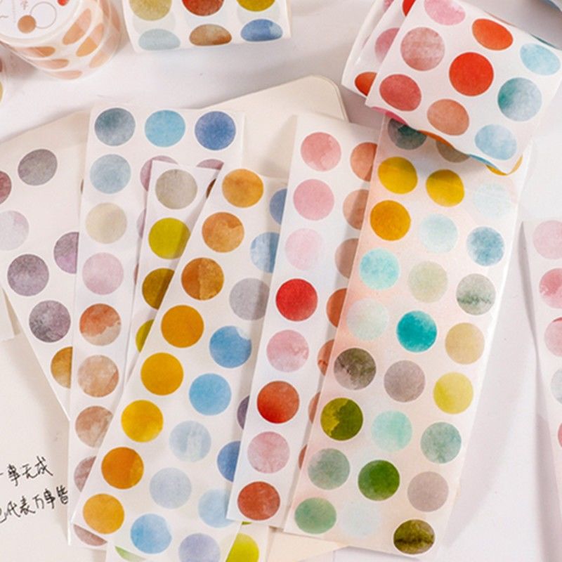 东方美学彩色基础波点圆点切膜贴纸胶带ins风墙贴手帐装饰标记贴