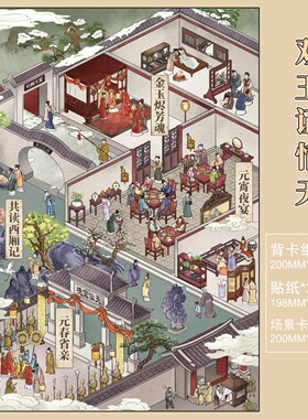 陌画四大名著红楼梦西游记三国古风造景贴纸diy解压贴画大人玩具