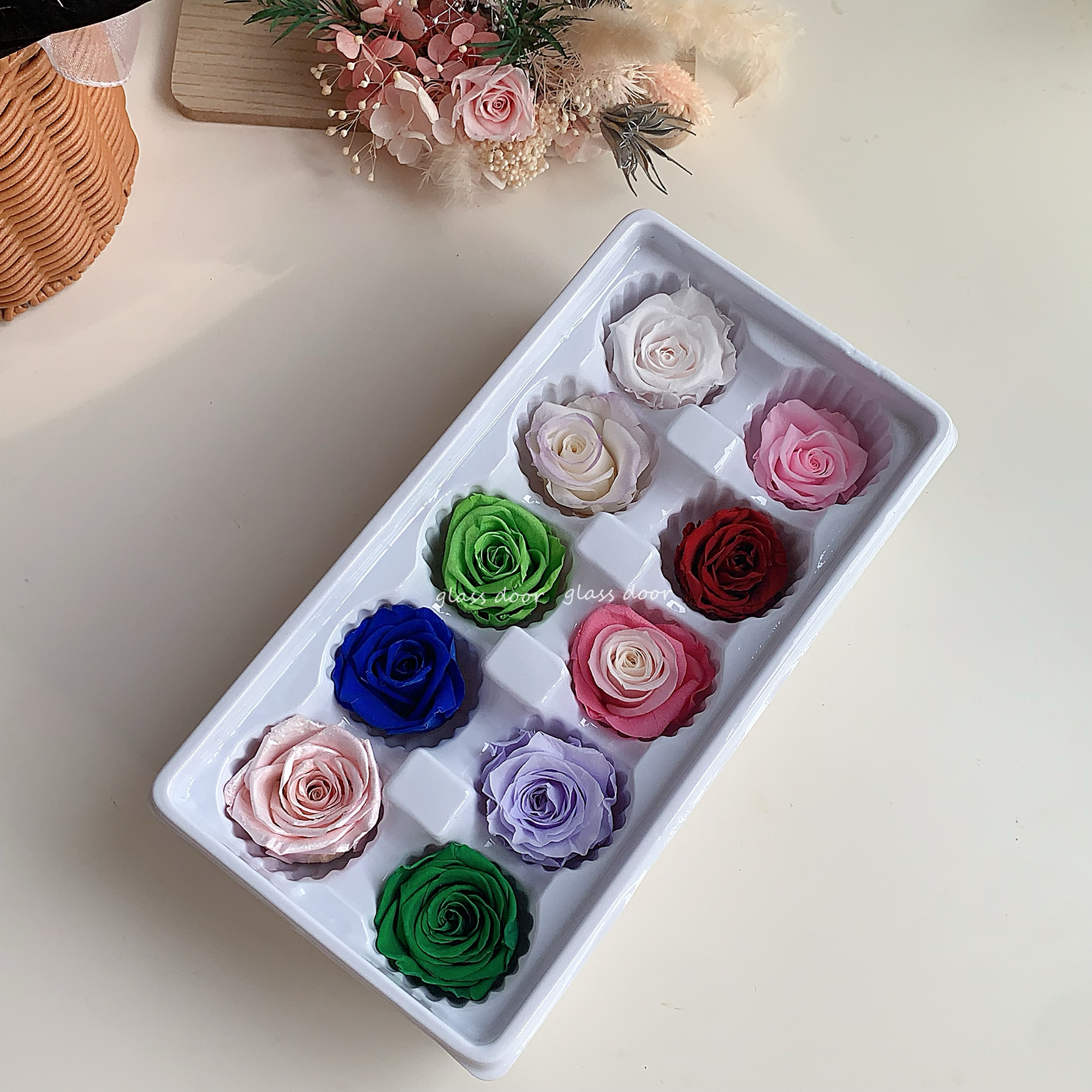 永生花diy材料玫瑰花头 B级3-4厘米单朵玫瑰花 钥匙扣玻璃罩主花