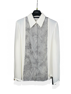 GIADA米兰代购2024秋冬新款蕾丝车骨刺绣拼接长袖衬衣