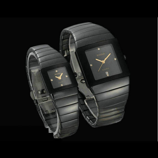 黑色防水方形陶瓷手表