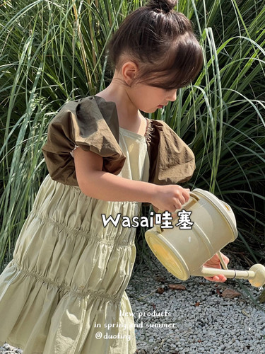 森韩风拼色连衣裙