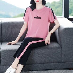 特大码200斤休闲运动服套装女2026夏季新款显瘦宽松短袖两件套