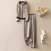 两件套运动服 女连帽外套直筒裤 休闲运动套装 2025年春秋新款