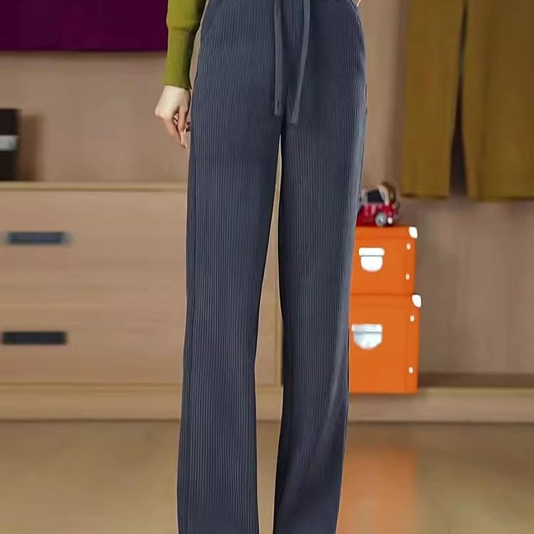 雪尼尔阔腿裤女秋冬加绒裤子2025新款加厚灯芯绒宽松休闲直筒女裤