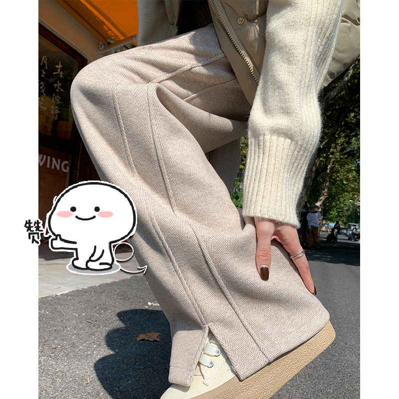 高级感加绒高腰香蕉阔腿裤女百搭