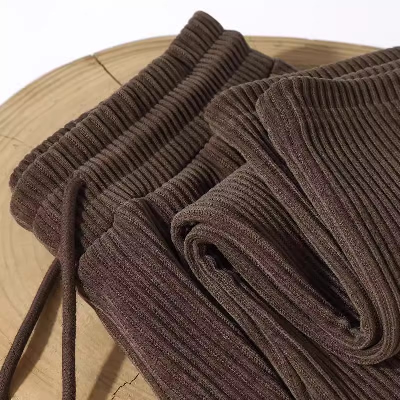 2025秋冬款灯芯绒胖mm休闲阔腿裤