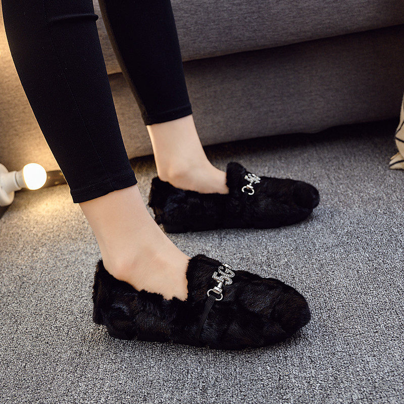中老年女士棉鞋2025新款水貂毛厚底豆豆棉瓢加绒外穿真皮毛妈妈鞋,女鞋,乐福鞋（豆豆鞋）,淘宝优惠券,粉丝福利购,淘宝优惠卷