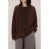 东雍 羊绒针织毛衣套头打底衫 拥抱你 慵懒复古蓬松软糯圆领插肩袖