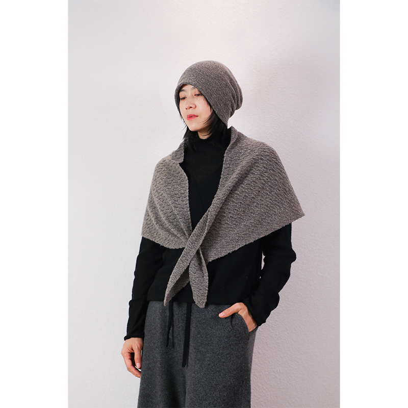 多功能定纺羊绒围巾包头帽三角巾