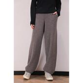 东雍 复古休闲简约坑条提花显瘦垂感好羊绒针织直筒阔腿束脚长裤