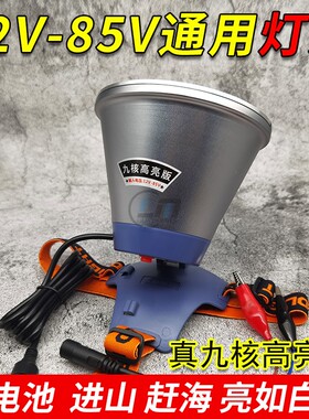 宽压外接灯头九核聚光远射高亮户外大功率12V24V48V60V85V头戴式