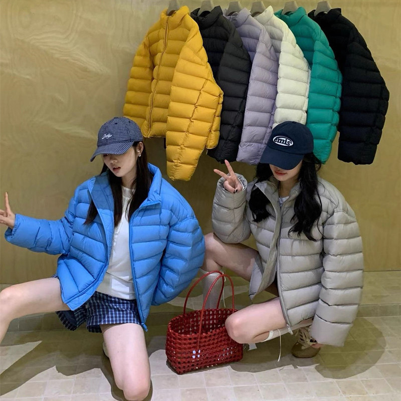 立领排骨羽绒服女短款2025冬装新款宽松爆款泡芙90绒糖果色外套潮