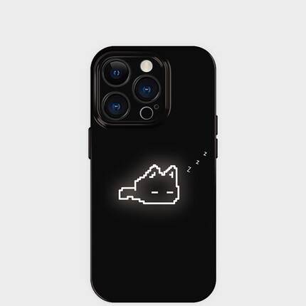 像素夜光猫~适用iPhone苹果16promax手机壳保护外壳小米15女生可爱趣味14超萌有趣的13黑色耐脏ins风艺术小众