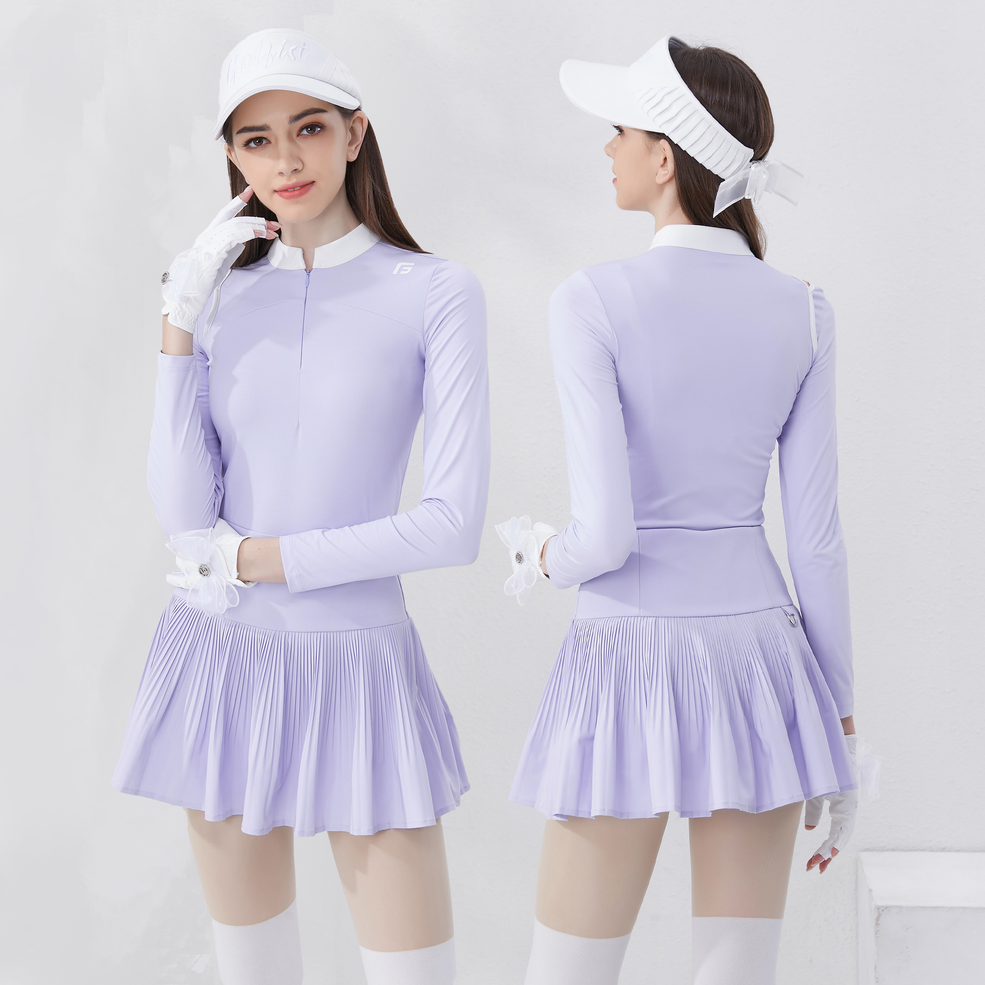 夏季高尔夫网球长袖裙子套装女