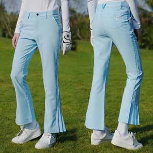 高尔夫球裤子夏女裤修身喇叭裤九分裤golf女装松紧腰弹力运动长裤