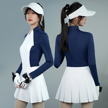 夏季高尔夫网球女装长袖女薄款修身裙子套装女golf服装女高弹透气