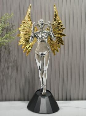 电镀空山基女神翅膀机械姬天使人摆件样板间客厅茶几玄关装饰摆件