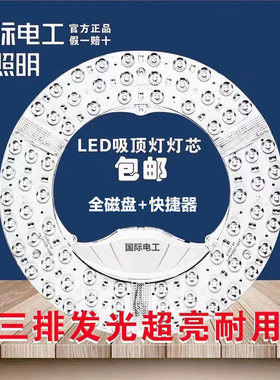 国际电工led灯芯圆形替换磁吸光源吸顶灯盘超亮节能灯具改造维修