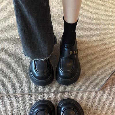 厚底英伦风黑色小皮鞋女2025春秋新款大头单鞋玛丽珍乐福鞋子