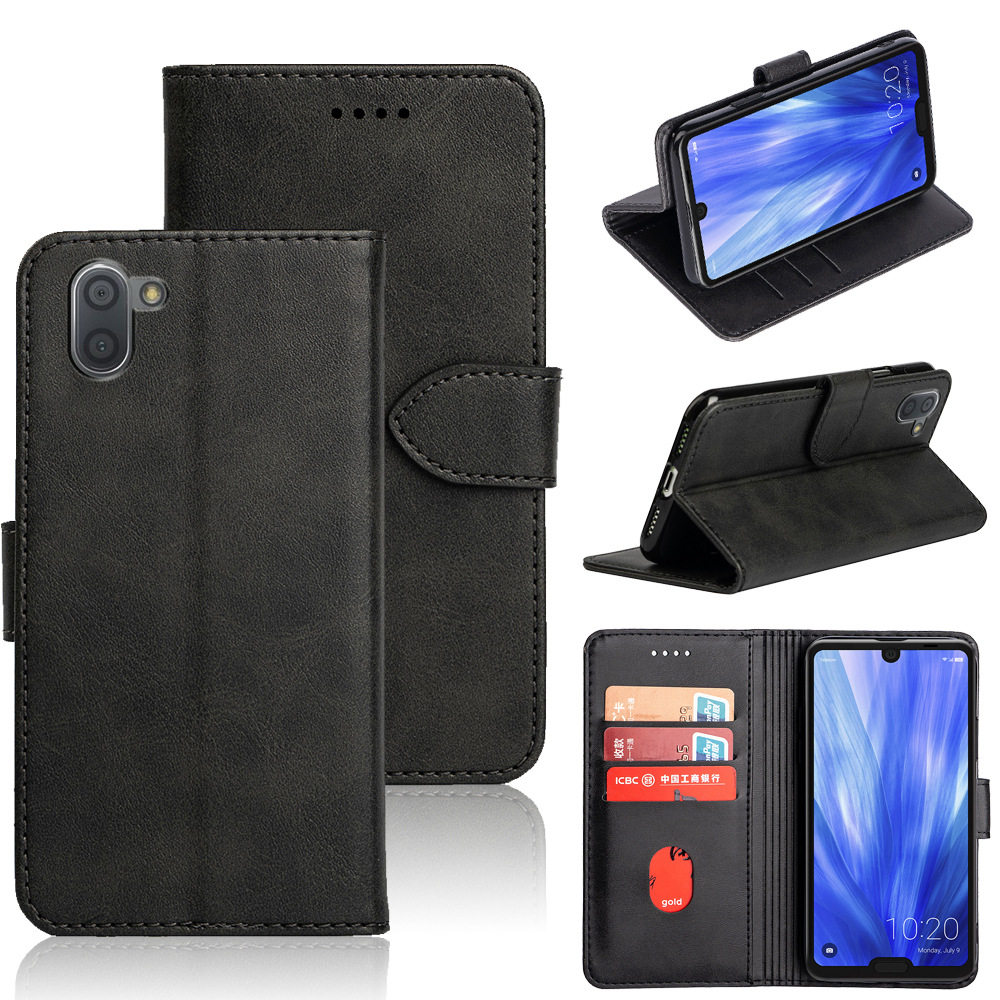 适用于夏普 aquos r2compact/r3 小牛皮前扣翻盖式手机皮套保护套