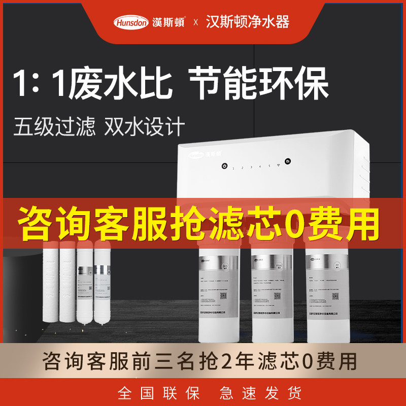 【新品】汉斯顿净水器家用直饮ro反渗透自来水过滤器双水纯水机h5