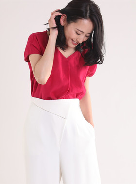 1.4W+三越百货 IN*D官网予约 意大利MONTI面料 V领包袖亚麻衬衫女