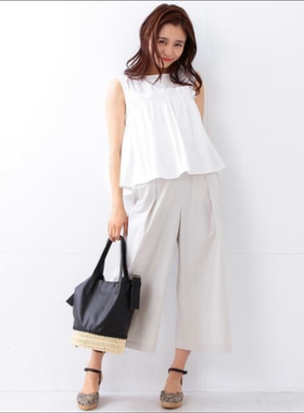 RAY BEAMS新入荷客供高支纯棉小可爱娃娃衫女士无袖衬衫